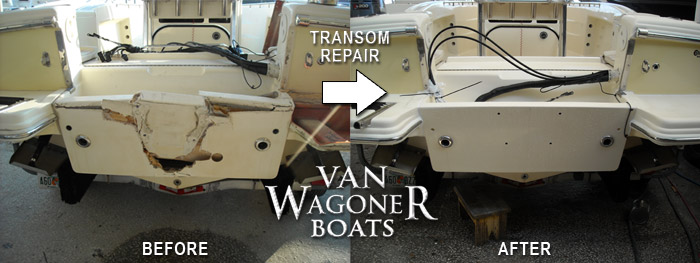 van wagoner boats boat fiberglass repair transom repair